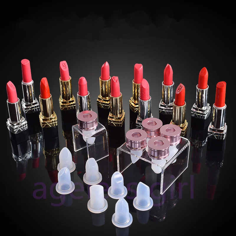 3/10/20sets Silicone Lipstick Mold Aluminum Ring four hole Acrylic Mould Holder Mould Stand Lip Balm 12.1mm Tube