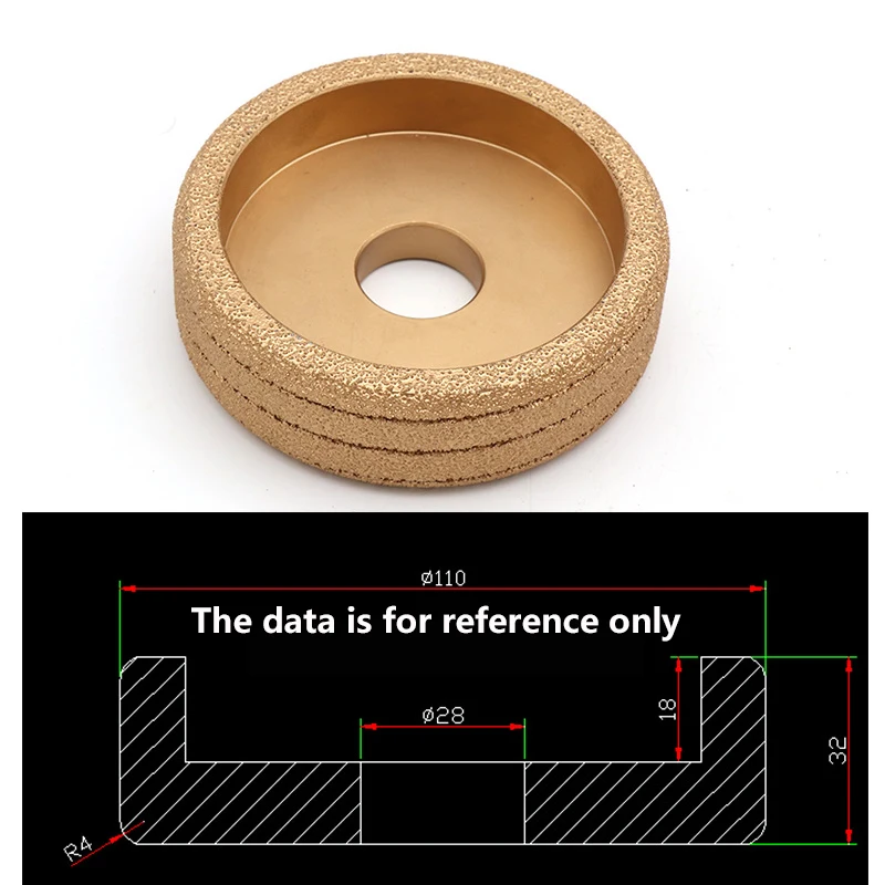 1pcs Grit 35 Vacuum Brazed Diamond Grinding Wheel Semi-circular Straight Edge Round for Stone Jade Abrasive Tools