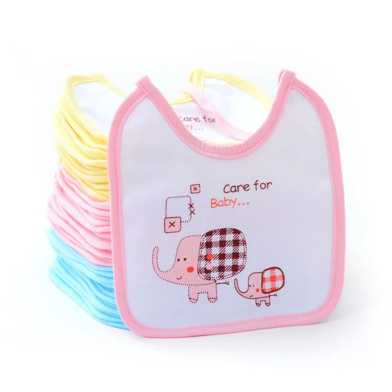 1 Piece Cartoon Girls Boy Baby Bibs Newborn Cotton Elephant Toddler Gift Saliva Towel Feeding Stuff Burp Cloth Waterproof Infant