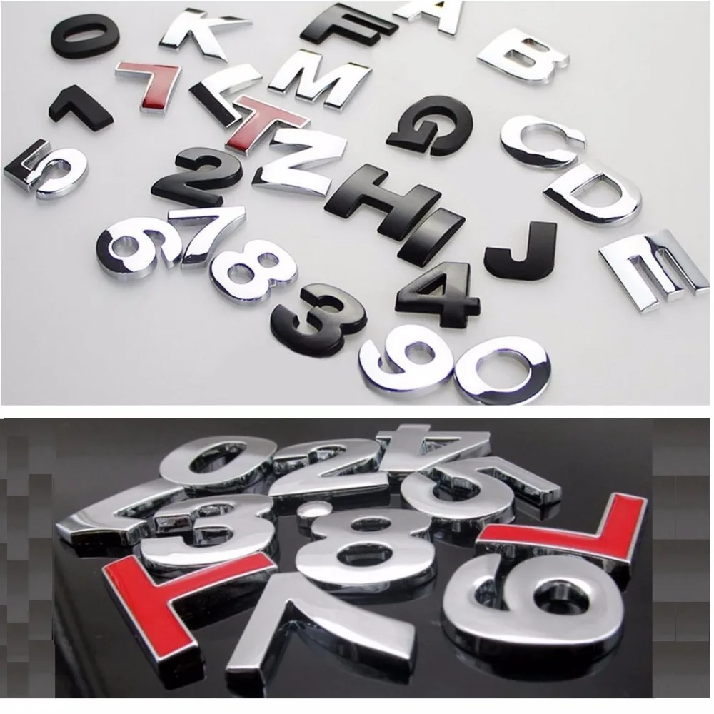 DIY Letters Words Number Free Combination Badges Emblems Sticker Decals Decoration for Audi Toyota Honda Volkswagen ETC