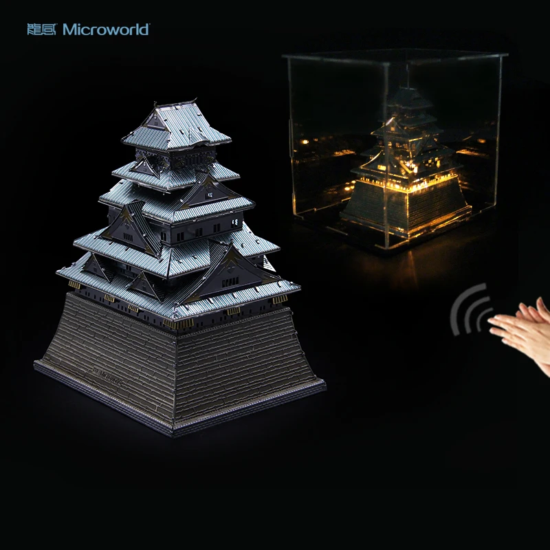 Microworld 3D metal puzzle Multicolored Osaka Castle building Model DIY Laser Cut Jigsaw Model gifts For Adult Educational Toys