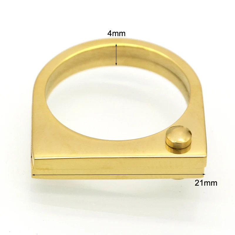 Fashion Flat Shackle Tag Ring punk Screw Finger Ring Rose Gold Color Rings For Women Titanium Steel Ring Jewelry Wholesale