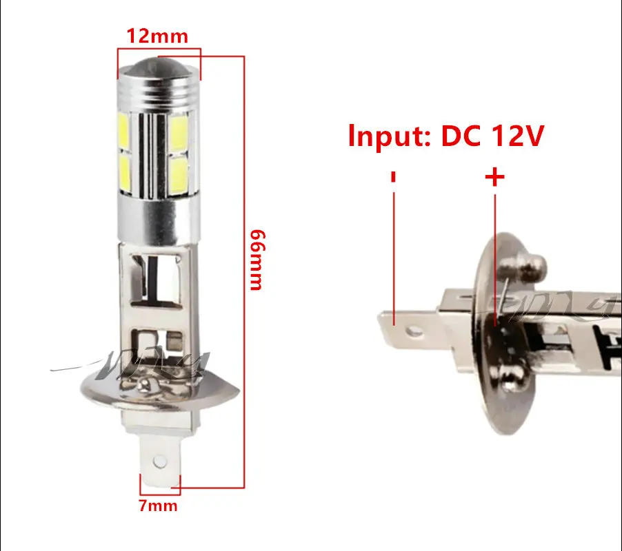 ハイパワーLED電球10 SMD 5630,2個,自動車用フォグシグナル,運転用,黄色,12V