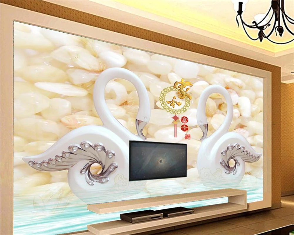 

Beibehang 3D Photo Wallpaper Jade Sculptor and Rich Swan Pebble Mural Bedroom Living Room TV Background 3d Wallpaper papel tapiz