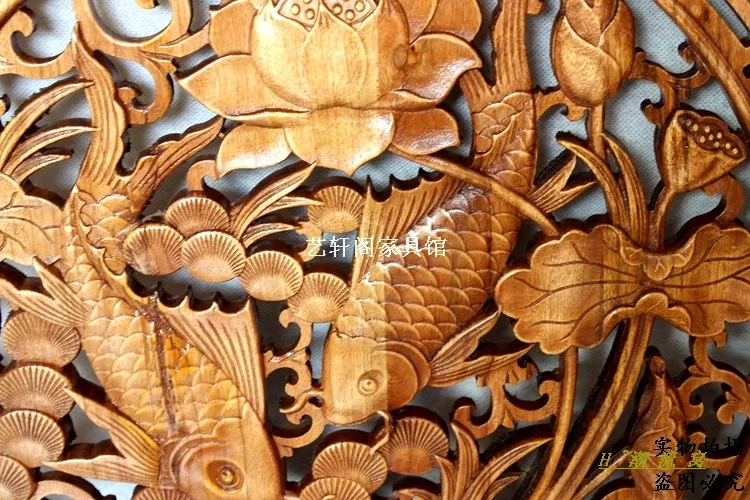 Dongyang woodcarving doors and Windows partition wall hanging Chinese antique wood square pendant 60cm May there be surpluses ev