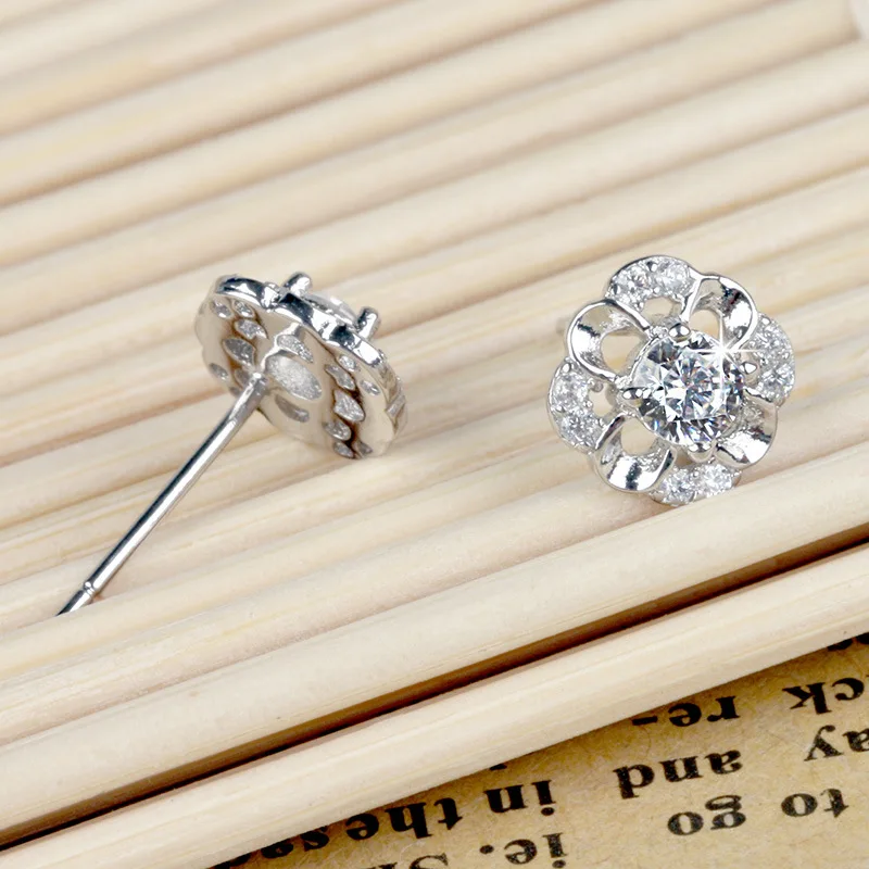 

20pairs Silver tone rhinestone sparkly Needle flower/heart shape Princess Clear Earrings Set jewelry