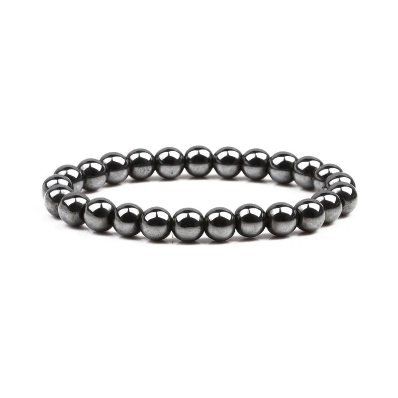 Yidensy 1pcs Black Magnetic Beads Bracelets Elastic Rope Magnet Hematite Bead Strand Bracelet for Men Women Health Jewelry