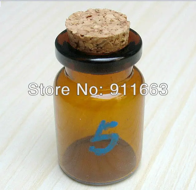 

(100sets/lot) 5ml,20mm opening,brown color glass vials with 20mm cork stopper,glass bottles