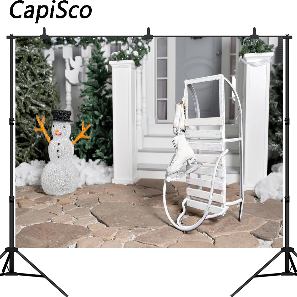 Capisco-Fondo para sesión fotográfica, producto de muñeco de nieve, Navidad, escena al aire libre, zapatos de Skate, trineo, vacaciones, fotografía, telón de fondo