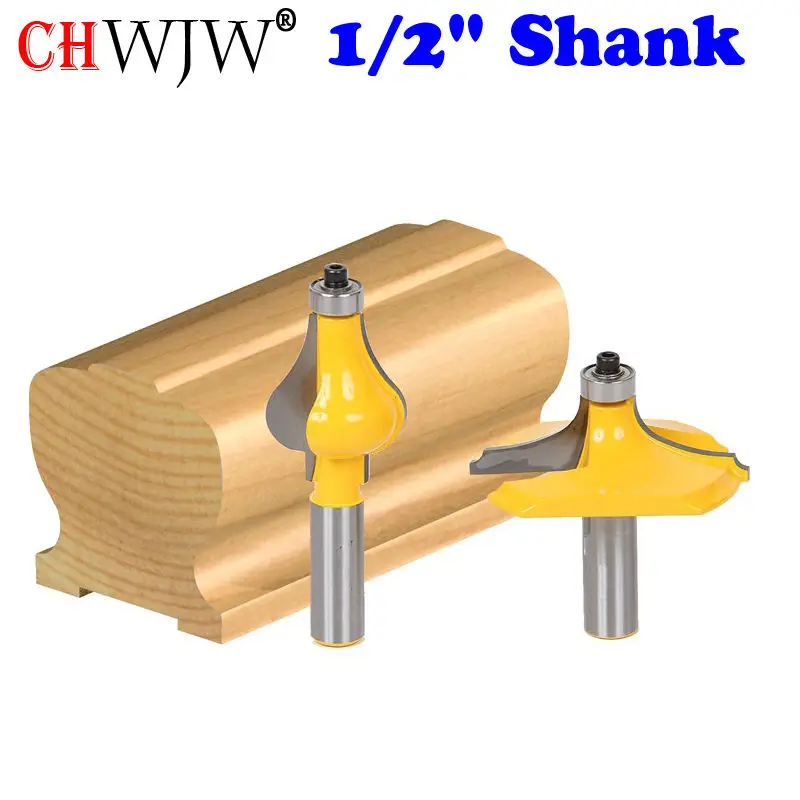 

2 Bit Handrail Router Bit Set - Thumbnail Bead/Flute - 1/2" Shank Woodworking cutter Tenon Cutter for Woodworking Tools