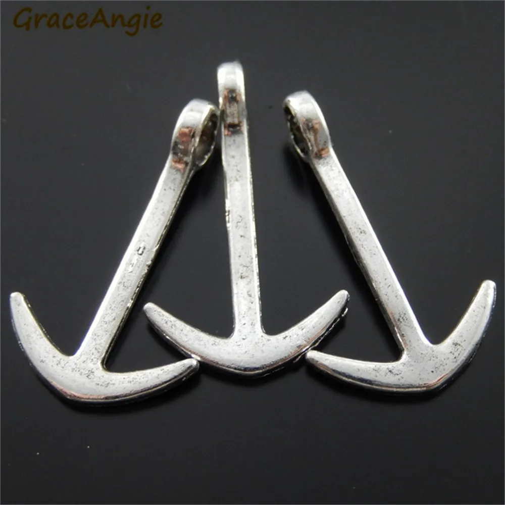 Wholesale 10pcs Best Selling Exquisite Anchor Charms Silver Color Metal Jewelry Making Accessory Necklace Bracelet Pendant