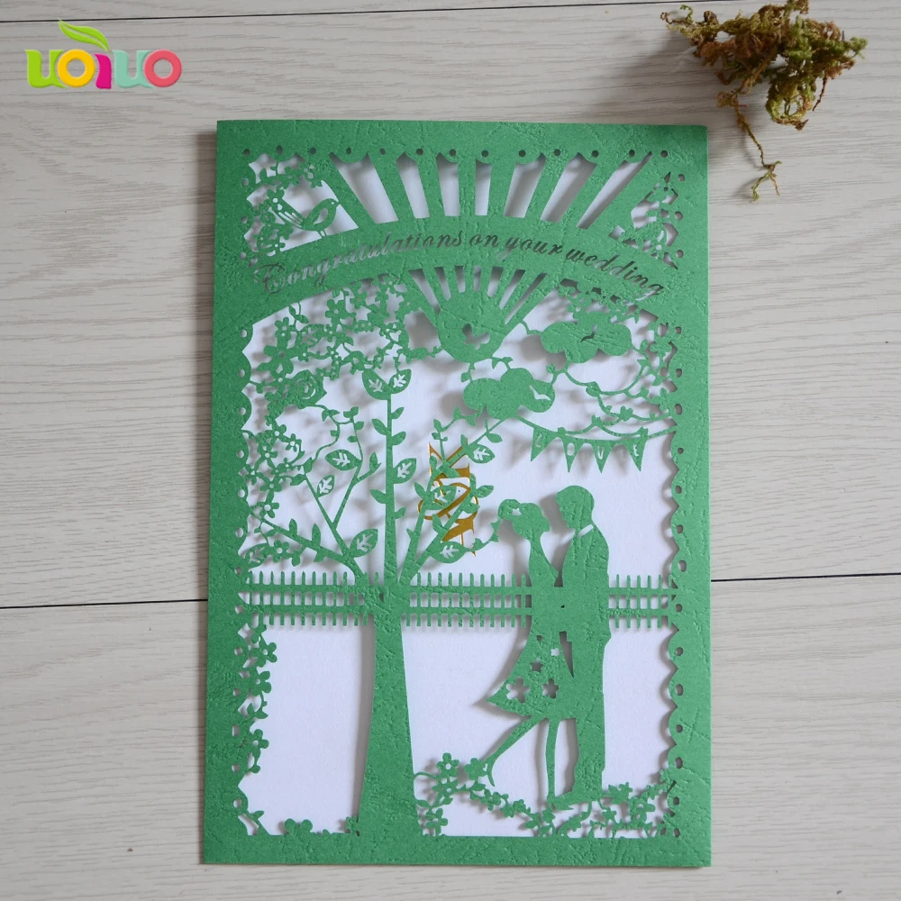 

50pc Sample Laser Cut Bride and Groom Marriage Wedding Invitations Cards Greeting Cards 3D Cards Postcard Event Party Supplies