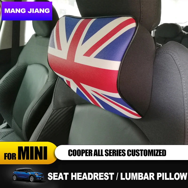 Car Neck Pillow Union Jack Seat Neck Headrest Lumbar Pillow Spine protection For mini cooper F54 F60 F55 F56 R60 R59 R58 R57 R55