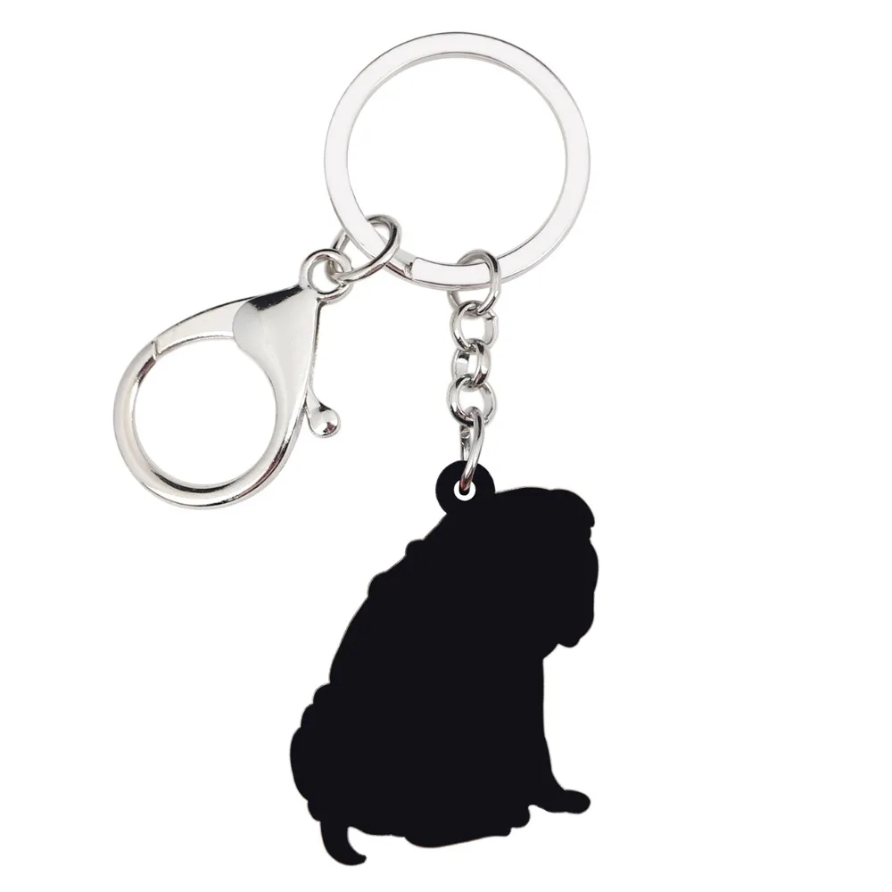 Bonsny Acrylic Novelty Shar Pei Dog Key Chains Keychain Rings Animal Handbag Car Charms Jewelry For Women Girls Gift Decoration