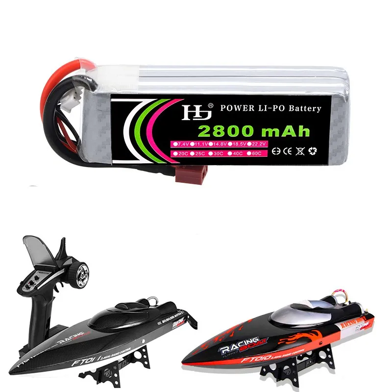 HJ Rc يبو بطارية 14.8V 2800mAh 30C 4S يبو البطارية مع T/ XT60 التوصيل ل FT010 FT011 سباق قارب/Rc الطائرة بدون طيار