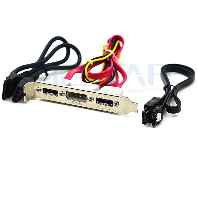 2 Ports SATA to eSATA + IDE 4 Pin Power PCI PC Computer Bracket Slot Cable 30cm 2ft External Set 3 in 1