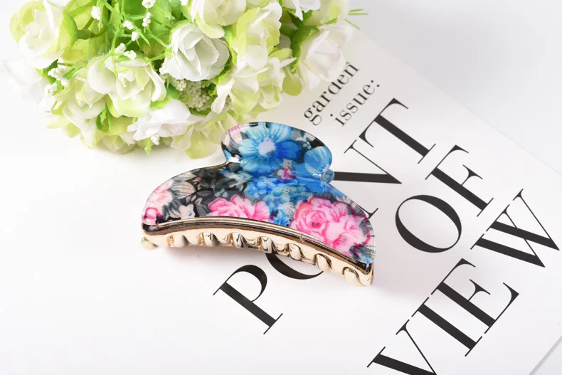 High-end temperament luxury large size Flower clip hair acrylic Barrettes Headbands Girls Horsetail card Hair Accessorie