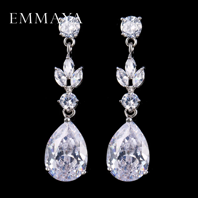 EMMAYA Water Drop CZ Crystal Earrings for Women Vintage Wedding Party Earrings Jewelry brinco feminino Gift