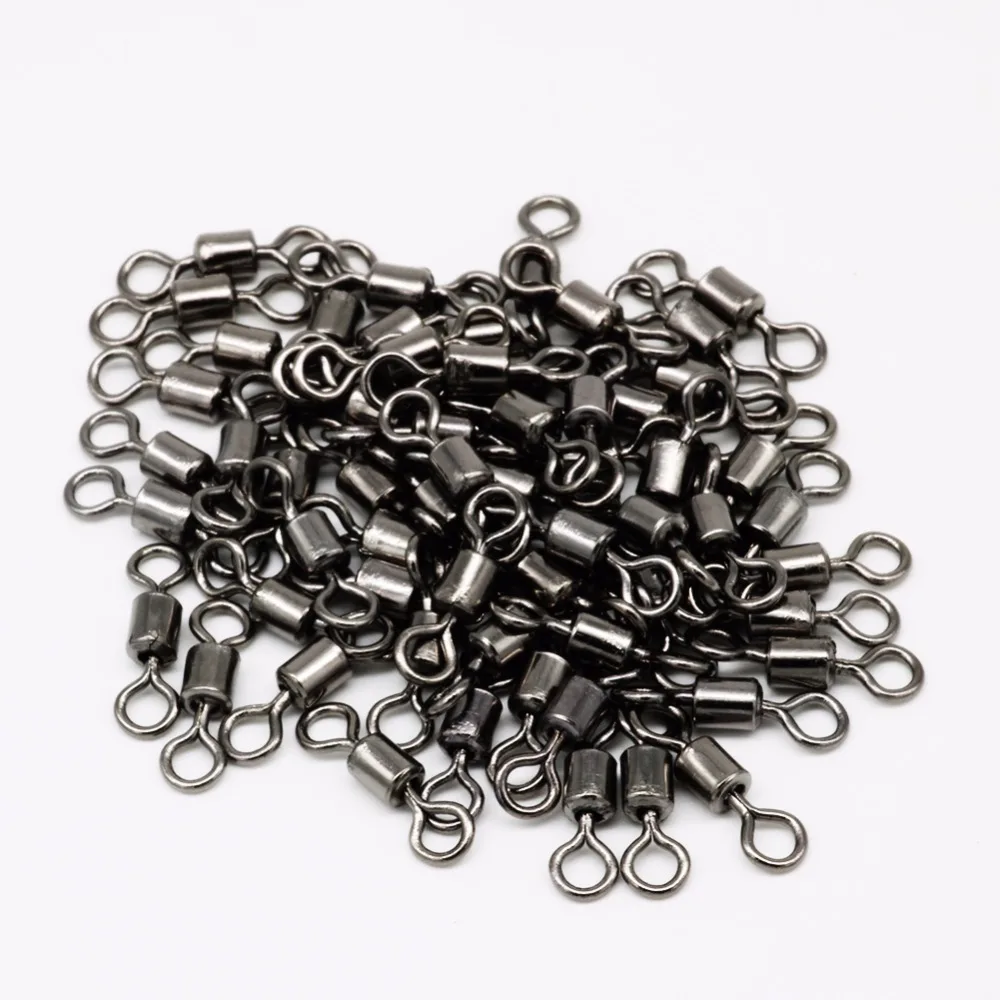 50pcs Ball Bearing Swivel Solid Ring Fishing Connector Barrel Rolling Swivel Lure Goods For Fishing Sea Fishing Accessories Tool