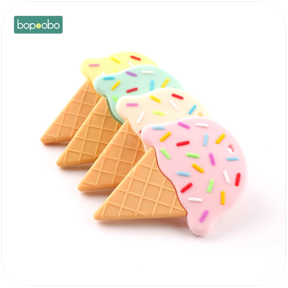 Bopoobo Ice Cream Lovely Silicone Teether Baby Toys Teething Chewable BPA Free Pendant For Nursing Necklace Baby Teether