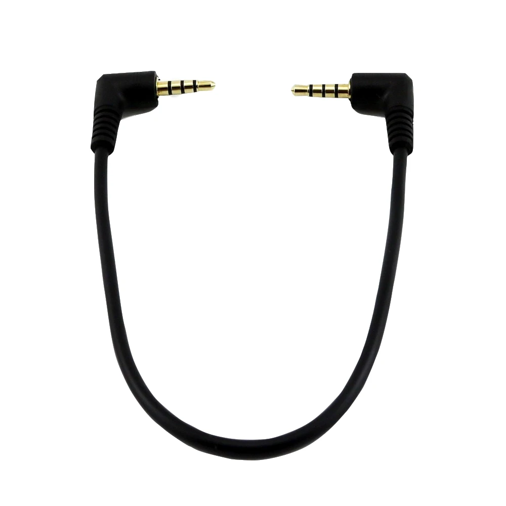 1 шт. позолоченный разъем стерео 3,5 мм 4-полюсный штекер TRRS к штекеру прямоугольный разъем M/M аудио короткий соединительный кабель шнур 20 см
