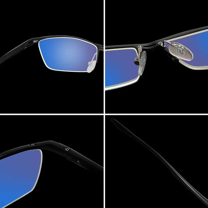 Blue Light Blocking Men\'s Computer Glasses Transparent Spectacles Anti Blueray Protective Eyewear Magnesium Aluminum Yellow Lens
