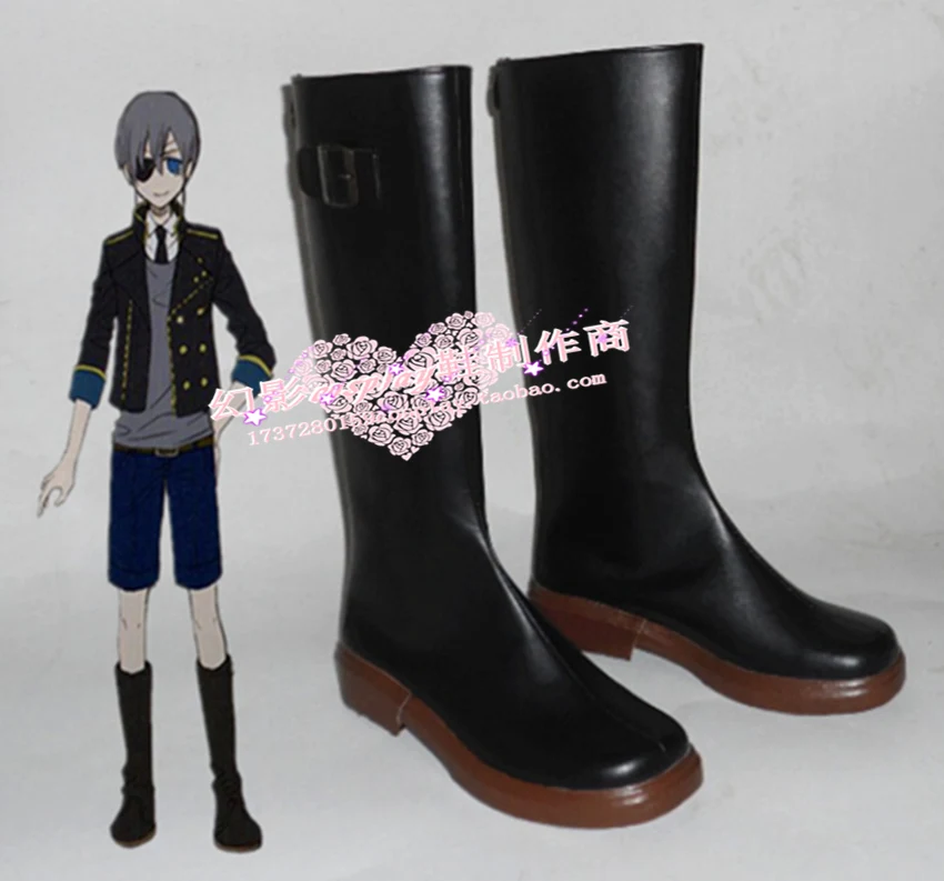 

Black Butler Ciel Phantomhive Black Long Cosplay Shoes Boots H016