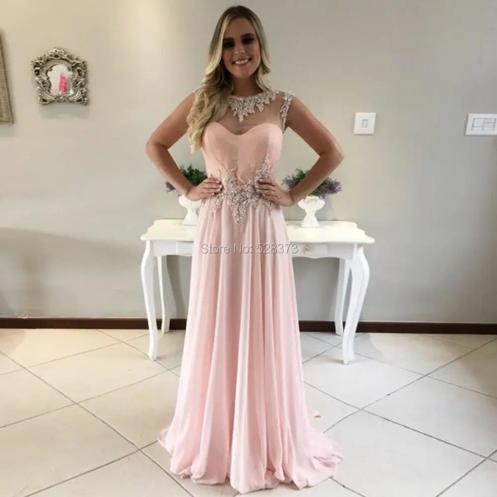 

YNQNFS ED53 Vestidos Festa Robe de Soiree Chic Chiffon A-line Evening Ball Gowns Pink Party Formal Dress Long 2019