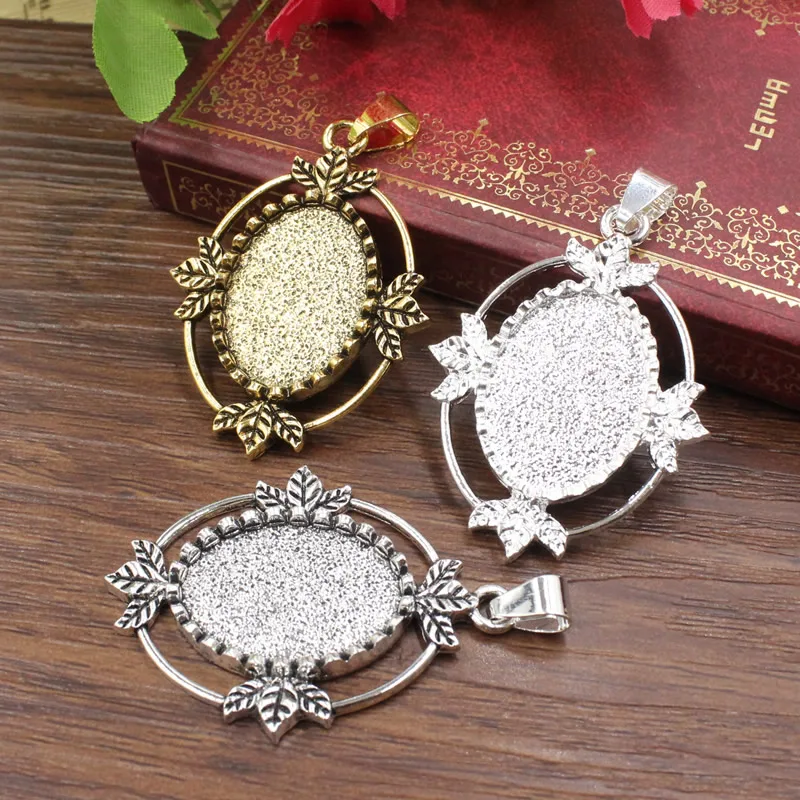 Onebeading Fit 18x25mm 타원형 카보 숑 프레임 베젤 설정 DIY 팔찌 용 빈 트레이 5pcs K05422 만들기