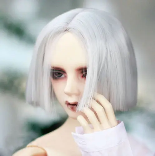 ใหม่22-24ซม.แฟชั่นเลียนแบบMohairสีดำ/สีขาวสีเทา1/3 BJD SD Dollวิกผม