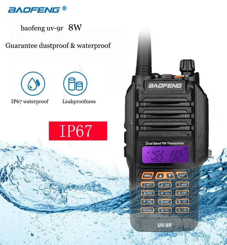 

Real ip67 waterproof vox ham radio uv 9r baofeng high 8w for 10km cb radio station uhf 400-520mhz vhf 136-174mhz baofeng uv-9r