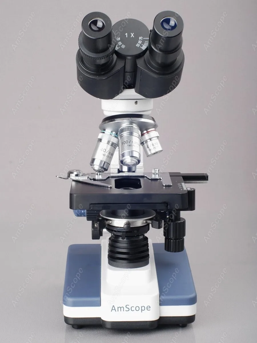 Imagem -02 - Microscópio Binocular Led de Laboratório Suprimentos Amscópio 40x2500x com Duas Camadas Mecânico 3d