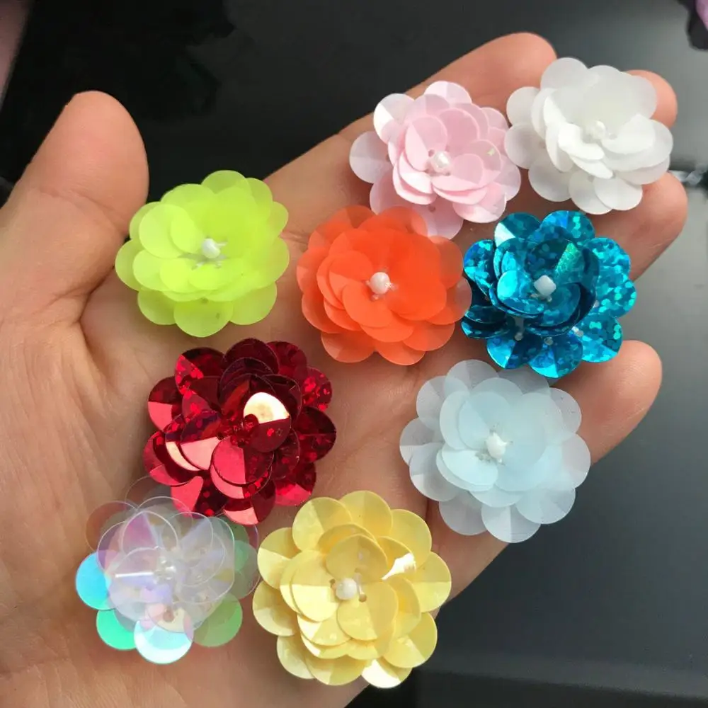 3D wykonane ręcznie wyszywane koralikami multicolor kwiat perłowy łatka z cekinów torba na ubrania cap kwiat aplikacja