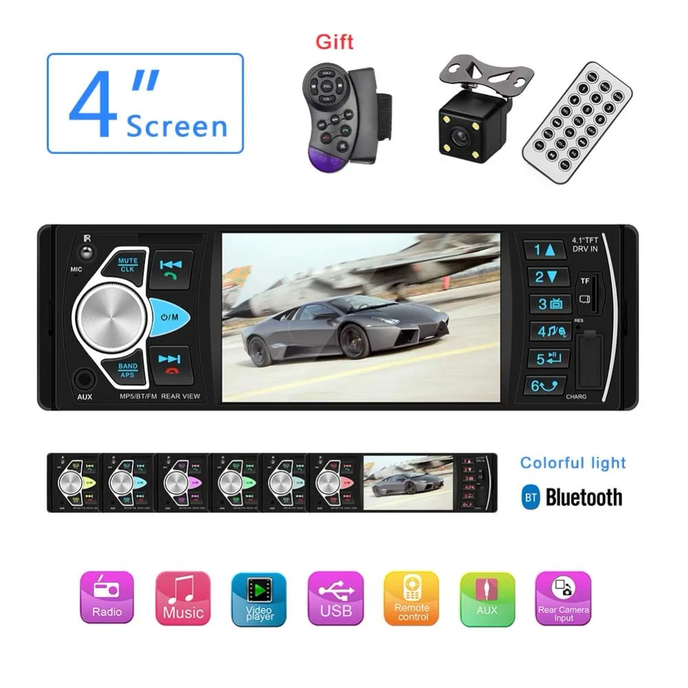 

Car MP3 player FM Radio Bluetooth Handsfree Car Radio Reverse Image Autoradio 1din Suppor Rear View Camera Car Audio FM/AUX/USB