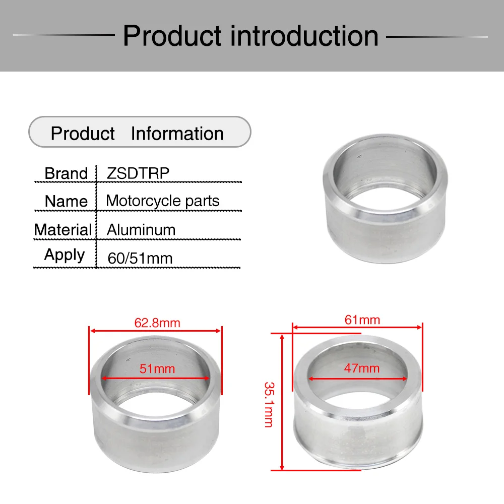 Sclmotos- 60mm to 51mm Convertor Adapter Stainless Steel Motorcycle Exhaust Connector Motorbike Connecting Link Down Pipes Race