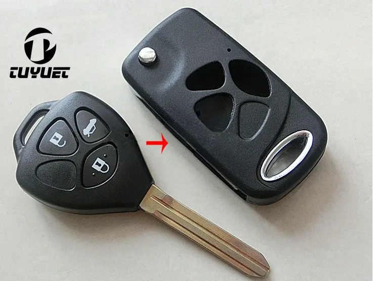 

Tuyuet Blank Uncut Blade 3 Buttons Modified Flip Remote Key Shell Case For Toyota Camry Reiz Corolla