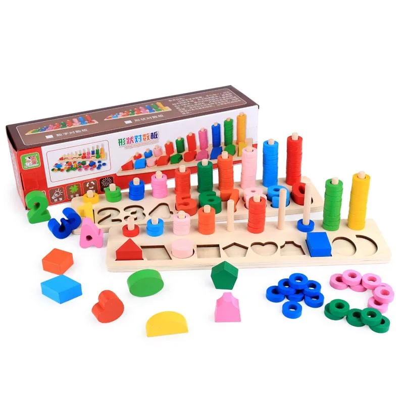 Wooden toys early childhood digital logarithmic board mathematical enlightenment teaching tool young baby wooden paired toys 3-6