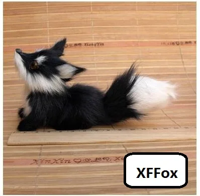 

new real life dark gray fox model plastic&furs look up fox doll gift about 15x6x7cm xf1686