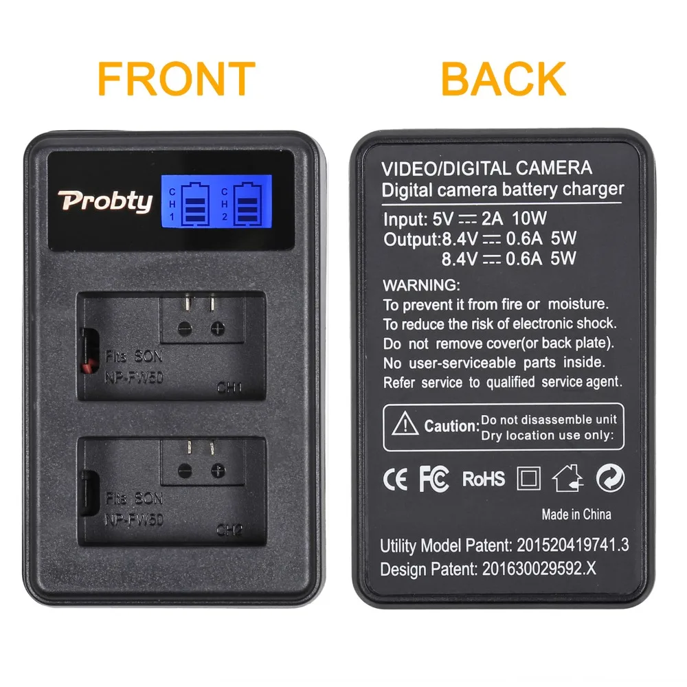 2 Chiếc 2000MAh NP-FW50 NPFW50 NP FW50 Pin Kỹ Thuật Số + Màn Hình LCD USB Sạc Đôi Cho Sony NEX-3 NEX-5C Alpha a55 NEX-C3 A7 A6500 A6300