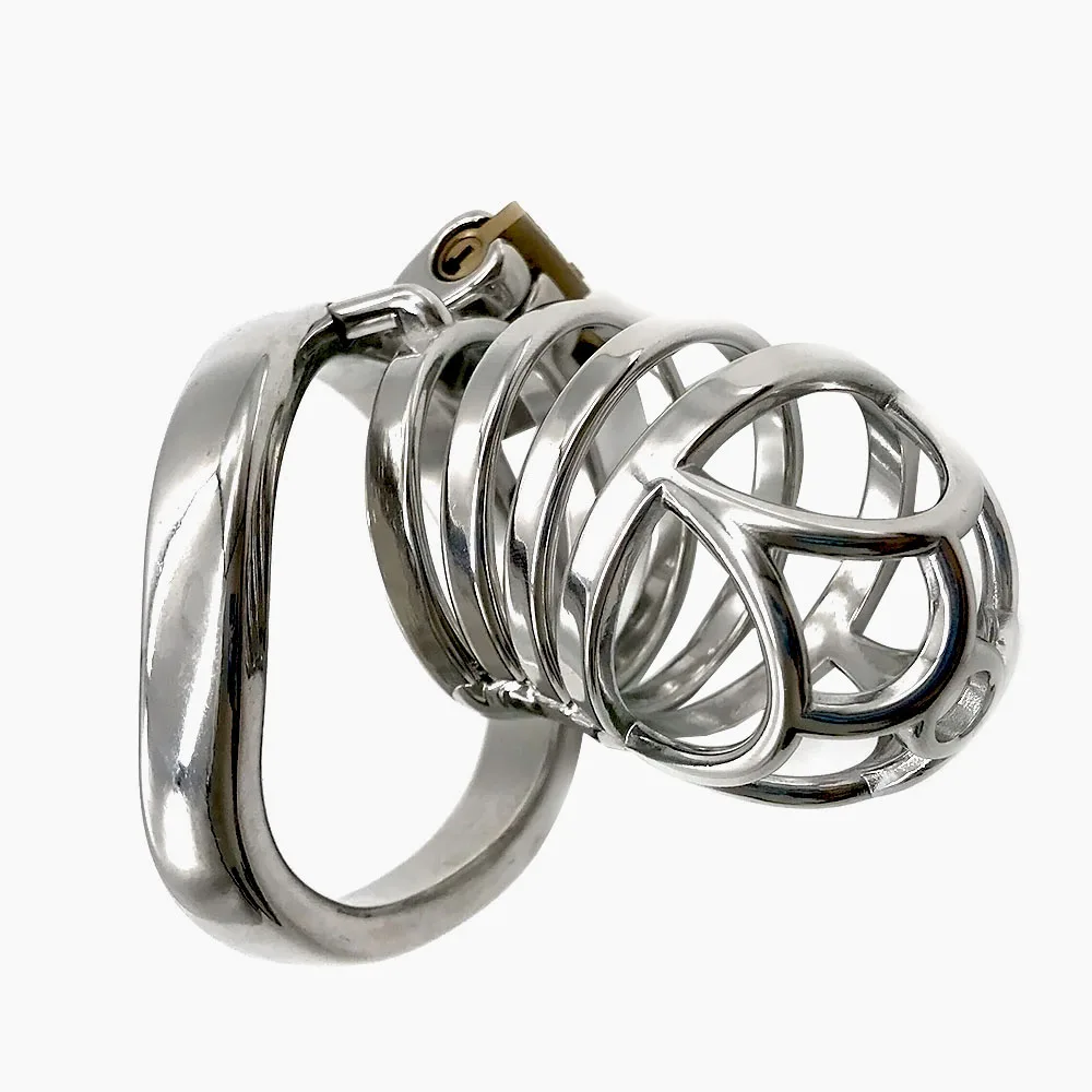 Male Chastity Devices Stainless Steel Cock Cage For Men Cock Lock Bondage Adult Product Metal Chastity Belt Penis Ring Sex Toys