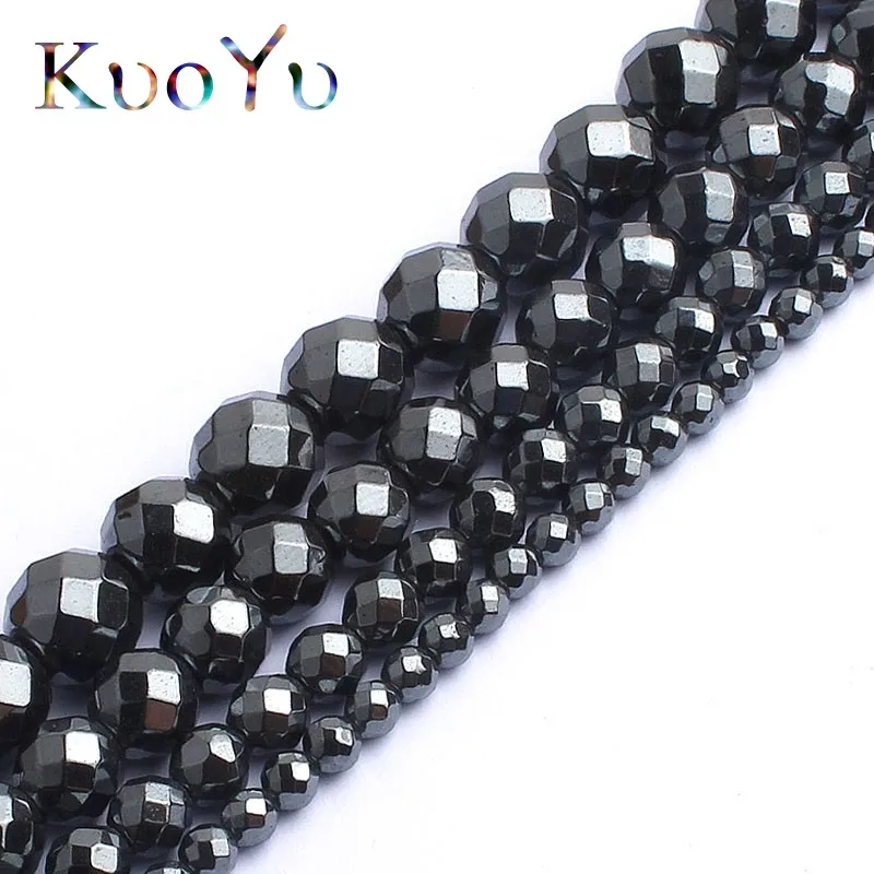 Natural Stone Faceted Black Hematite Beads For Jewelry Making 15inches 2/3/4/6/8/10mm Spacer Beads DIY Bracelet Necklace