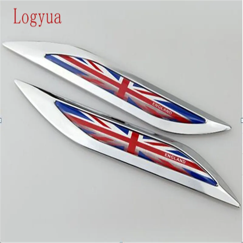 

New 16*2.1cm Car Zinc Alloy Epoxy National Flag Blade Badge Emblem Fender Stickers For UK Italy China Flags 10pcs = 5pairs