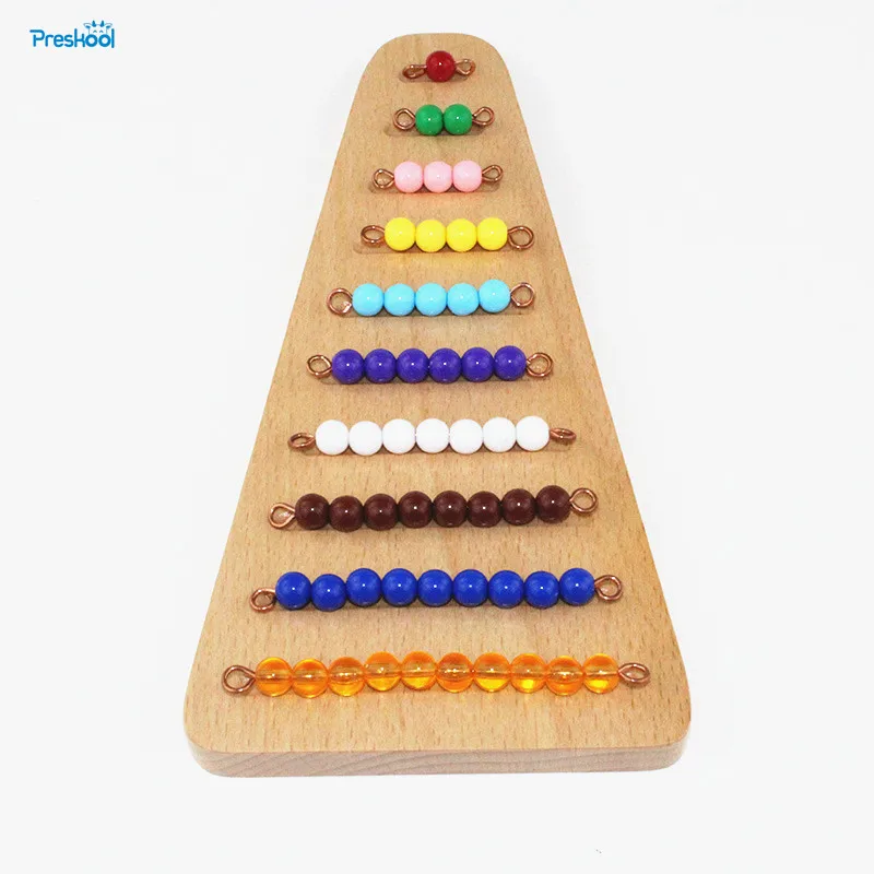 Baby Toy Montessori Colored Bead Stairs with Tray Math Early Childhood Education Preschool Training Learning Toys