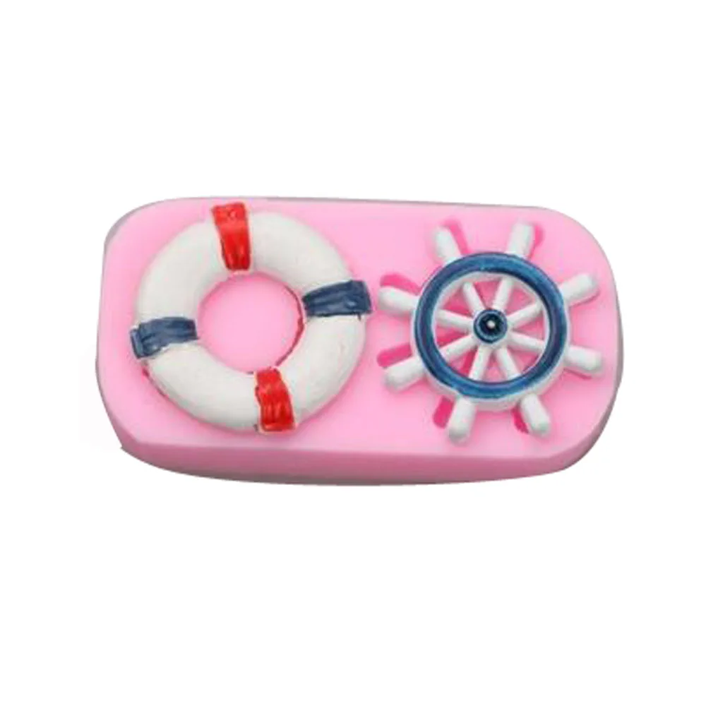 

Swim ring anchor steering wheel silicone fandont mold Silica gel moulds anchor steering wheel Chocolate molds candy moould