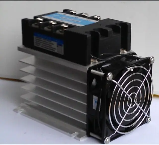 High quality 50A 3-phase SSR solid state relays DC-AC with heat sink and fan