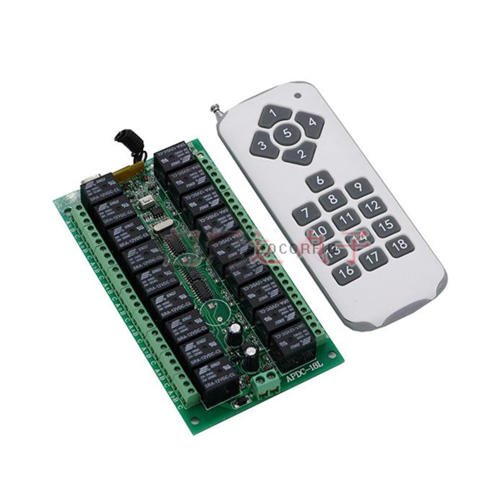 

18 loads DC12-24V 10A relay 18CH wireless RF Remote Control Switch Transmitter with Receiver