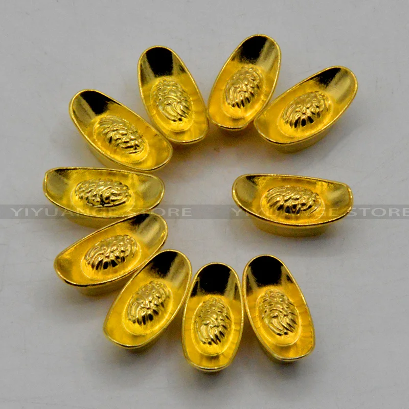 10 Pieces Mascot Metal Crafts Chinese Feng Shui Auspicious Lucky Money Gold Ingot Home Decoration Accessories