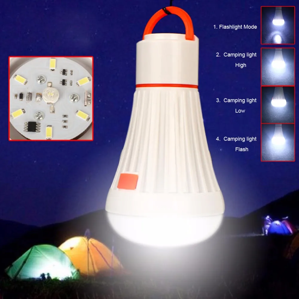 Camping Book Lights Daily Lighting Work Light Bulb Flashlight 4 Kinds of Lighting Modes Hanging LED Torch 3W 6+1LED