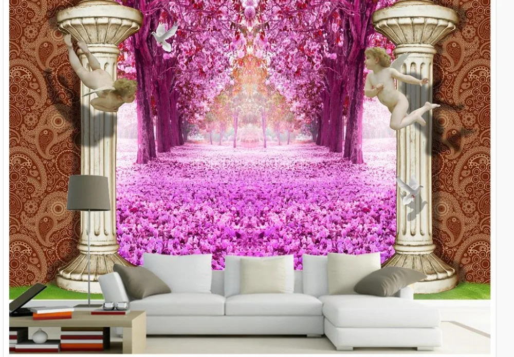 Home Decoration Roman column flower corridor 3d stereoscopic wallpaper 3d wall murals wallpaper