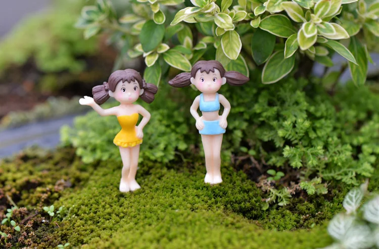 1 Pcs Miniatures Anime Girl Terrariums Figurines Action Figures Fairy Garden Succulents Desktop For Kids Decor Plastic Crafts